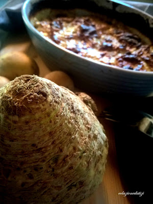 Gratin di sedano rapa porri e patate 