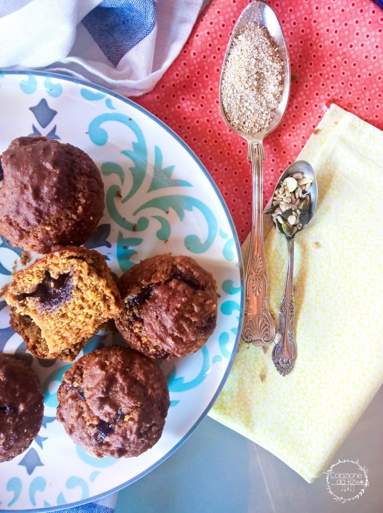 muffin multicereali con crusca d'avena e semi