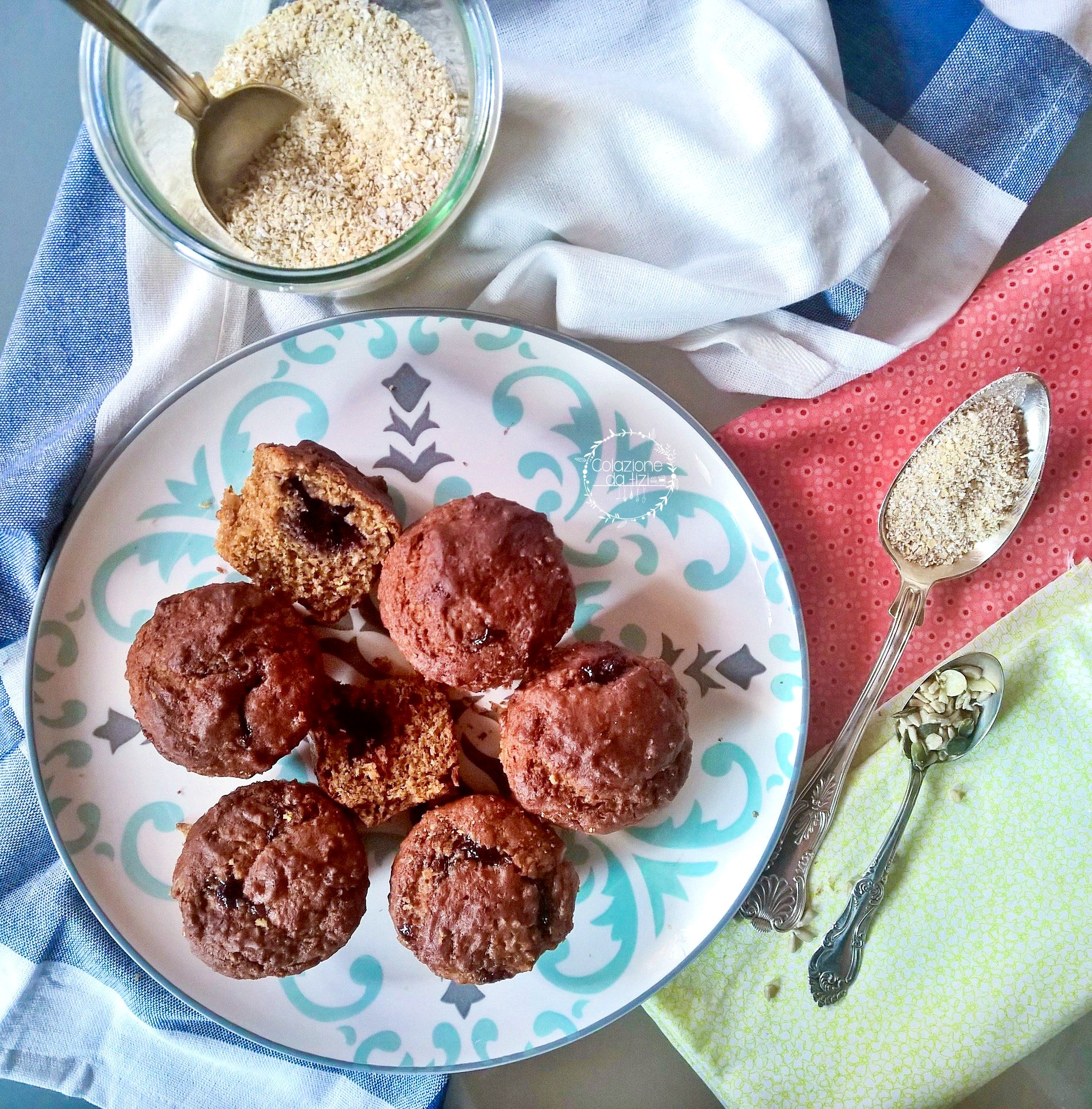 muffin multicereali con crusca d'avena e semi